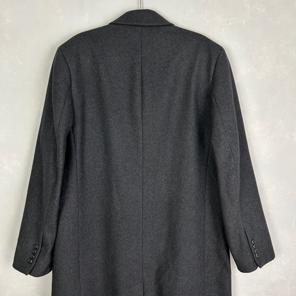 London Fog men's size 42L wool blend long coat dark gray lined - Picture 7 of 16